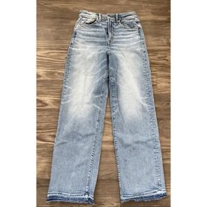 AE American Eagle 77 Premium Denim Stovepipe Wide Leg Jeans Size 4 Medium Wash